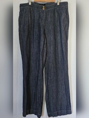 Talbots Heritage Linen Pants Navy Sz 12P